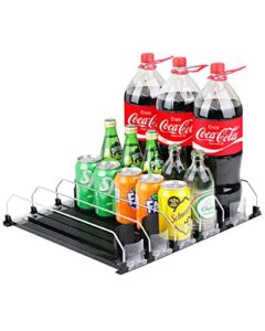 Vdamu Soda Can Organizer for Refrigerator – Self-Pushing Drink Organizer for Fridge,Width Adjustable,Easy to Install,Drink Dispenser for Fridge,Pantry,Kitchen(5 Row,12.2 Inch)