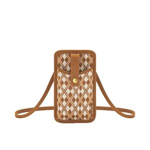 JW PEI Aylin Knitted Phone Bag (Brown & Beige)