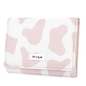 CONISY Cute Wallets for Women, Leather RFID Blocking Small Trifold Wallet with ID Window for Girls and Ladies Womens Wallet – Cow (Pink)