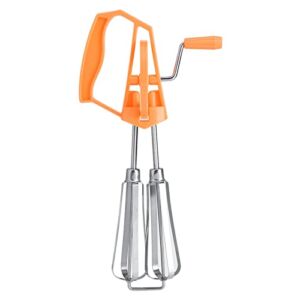 Manual Hand Mixer, Easy Operation Hand Crank Time Saver for Home (Orange)