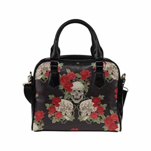 D-Story Human Skull With Red Roses Handbags for women Womens Purses and Handbags Shoulder Bag Ladies Design Satchel Tote Bag
