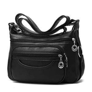 MABROUC Shoulder Purses for Women Crossbody Bag, Vegan Leather Cross Body Handbag for Ladies and Girls with Adjustable Strap(black3)