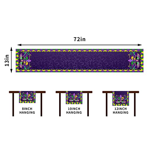 Rvsticty Linen Mardi Gras Table Runner New Orleans Brazi Carnival Tablecloth Fat Tuesday Mardi Gras Decorations and Supplies for Home Kitchen Table-13×72” | The Storepaperoomates Retail Market - Fast Affordable Shopping