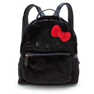 cute cinnamoroll + plush charm shoulder plush backpack, kawaii mini hello kitty backpack (black)