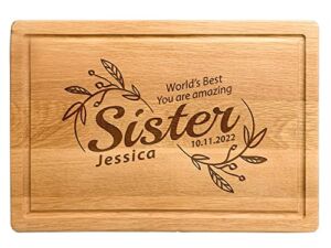 Customizable Sister Christmas Gifts from Sister or Brother with Custom Name, Engraved Cutting Board Sister Gifts, Anniversary, Wedding, Thanksgiving, Graduation, Personalized Kitchen Gifts for Sisters