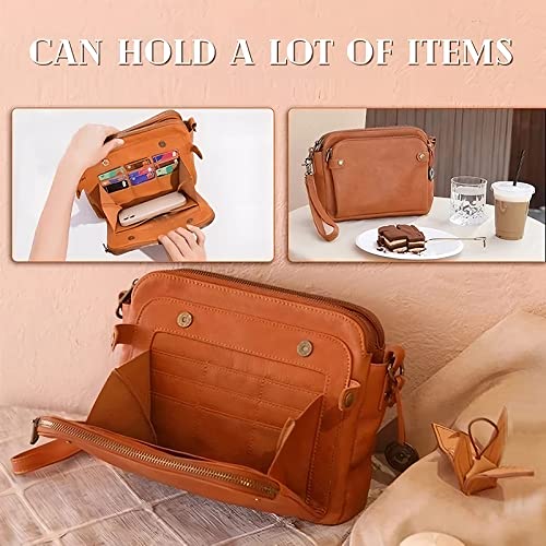 Jegwey Crossbody Leather Shoulder Bags and Clutches, Leather Shoulder Handbag, Multiple Card Slots, Bill Positions, Compartments (brown) | The Storepaperoomates Retail Market - Fast Affordable Shopping