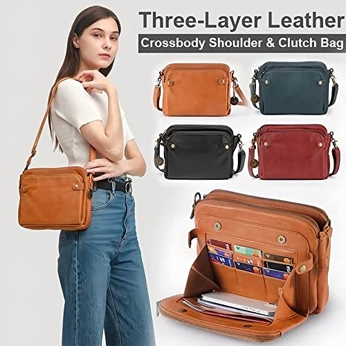 Jegwey Crossbody Leather Shoulder Bags and Clutches, Leather Shoulder Handbag, Multiple Card Slots, Bill Positions, Compartments (brown) | The Storepaperoomates Retail Market - Fast Affordable Shopping