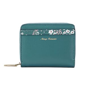 Sunwel Fashion Floral Print Small Wallet Women’s Wallet Credit Card Holder ID Window with Zipper Coin Purse for Girls