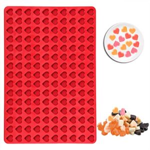 Webake Mini Heart Mold, 150 Cavities Heart Mould Silicone Gummy Candy Chocolate Mold Baking Tray for Homemade Treats Valentine’s Day Love Wax Melt Making