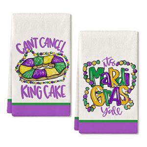 ARKENY Mardi Gras Kitchen Towels for Mardi Gras Décor Decorations Beads Dish Towels 18×26 Inch Ultra Absorbent Bar Drying Cloth Tea Sign Hand Towel for Mardi Gras Carnival Decorations Set of 2