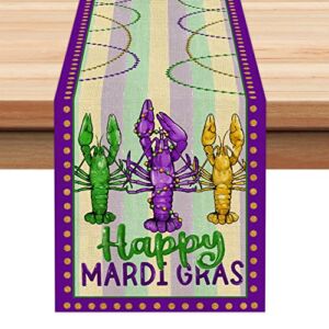 ARKENY Mardi Gras Watercolor Table Runner 72 Inches,Carnival Masquerade Beads Coffee Home Dining Indoor Holiday Farmhouse Tabletop Decor AT356