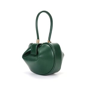 Mn&Sue Fashion Designer Women’s Genuine Leather Top Handle Handbag Evening Bag Party Prom Wedding Purse (Small, Dark Green)