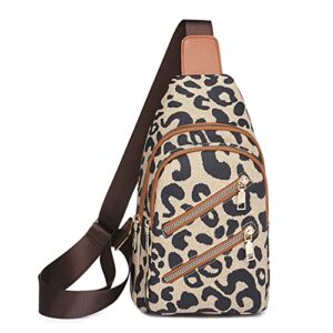 Tekzitfuir Women’s Leopard Chest Bag Chest Backpack Bag Sling Crossbody Bag Satchel Backpack Purse