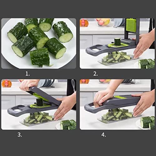 Vegetable Chopper, Stainless Steel Cutter Incisive Cutting Easy Cleaning Veggie Chopper With Container for Home Kitchen Apartment Restaurant | The Storepaperoomates Retail Market - Fast Affordable Shopping