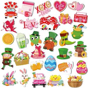 30 Pcs Holiday Magnets Valentine’s Day St. Patrick’s Day Easter Refrigerator Magnets Decorative Fridge Magnets for Festival Home Kitchen Locker Whiteboard Dishwasher Decorations