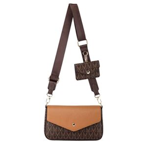 Small Crossbody Bags for Women Trendy Shoulder Purse Leather Clutch Bag Brown Fashion Designer Envelope Purses with Coin Wallet Golden Chain