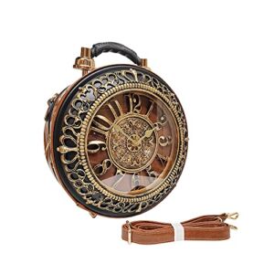 Faux Leather Satchel Fashion Real Clock Handbags Evening Crossbody Bags Vintage Steampunk Messenger Bags for Women