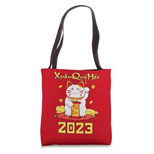 Vietnamese Lunar New Year Decorations 2023 Cute Lucky Cat Tote Bag