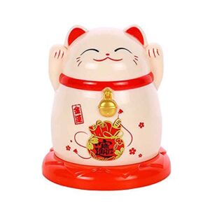 Cartoon Portable Lucky Cat Toothpick Container Toothpick Dispenser Box Holder Kitchen Table Decoration(Beige)