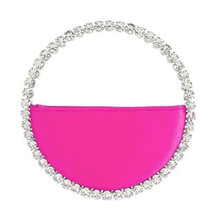 XAP Evening Bag Satin Purse Bling Rhinestones Clutch for Women Sparkling Wedding Party Handbag, Hot Pink