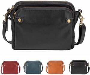 2023 New Crossbody Leather Shoulder Bags and Clutches, Leather Shoulder Handbag, Three Layer Leather Crossbody Clutch Bag with Multiple Compartments, Multiple Card Slots, Bill Positions (Black)