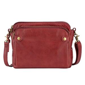 3 Layer Crossbody Leather Shoulder Bags and Clutches, Leather Crossbody Bag Wallet Handbag Purse for Women (Red)