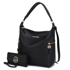 MKF Collection Hobo Bag & Wristlet Wallet for Women, Vegan Leather Shoulder Handbag Messenger Purse