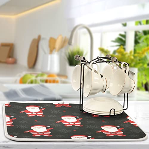 Kigai Dish Drying Mat, Christmas Santa Claus Absorbent Tableware Drying Mat Countertop Decoration for Home Kitchen – 18×24 Inch | The Storepaperoomates Retail Market - Fast Affordable Shopping