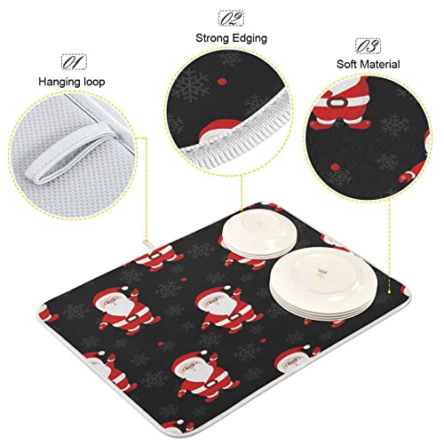 Kigai Dish Drying Mat, Christmas Santa Claus Absorbent Tableware Drying Mat Countertop Decoration for Home Kitchen – 18×24 Inch | The Storepaperoomates Retail Market - Fast Affordable Shopping