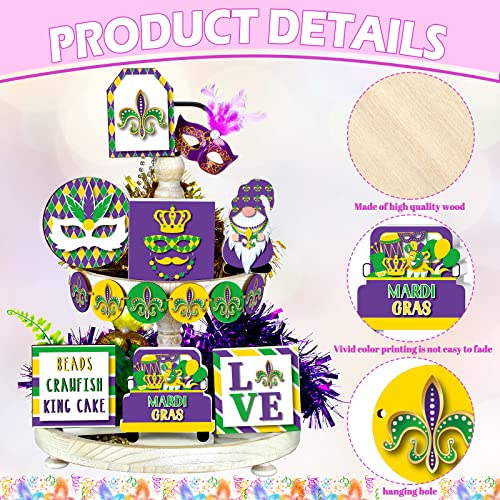 13 Pcs Mardi Gras Tiered Tray Decor Set Include Rustic Gnome Truck Mask Wood Sign Letter Sign Decoration Mardi Gras Table Decor for Xmas Decoration Home Kitchen Table Shelf Decorations | The Storepaperoomates Retail Market - Fast Affordable Shopping