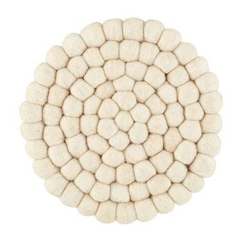 Mud Pie Felted Wool Trivet, small 5″ x 4″ dia | large 6 1/2″ x 4 1/4″ dia, WHITE | The Storepaperoomates Retail Market - Fast Affordable Shopping
