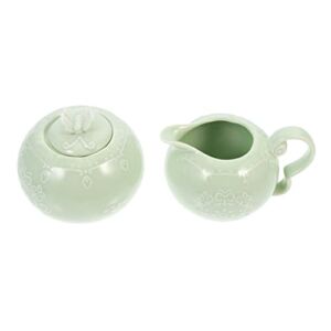 BESTonZON 1 Set Home Green Style Latte Dispenser Coffee Boat Bowl Tableware Lid European Household of Serving Kitchen and Art Sugar Canteen Container Syrup Gravey Frothing Mini Sauce