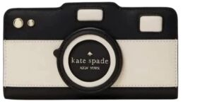 Kate Spade K8196 Oh Snap Camera Large Slim Bifold Wallet Leather In Black Parchment