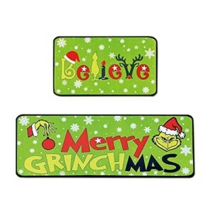 Aeojoy Grinch Christmas Decorations, Grinch Kitchen Rugs, Grinch Kitchen mats, Non-Slip, Washable, Stain and Fade Resistant