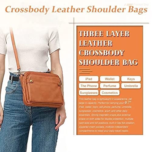 TYGHBN Crossbody Leather Shoulder Bags and Clutches 3 Layer Leather Crossbody Shoulder Bag with Strap (Black) | The Storepaperoomates Retail Market - Fast Affordable Shopping