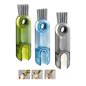 3pcs Mix 3-in-1 Cup Lid Crevice Cleaning Brush, 3–in-1 Multifunctional Crevice Cleaning Brush Set for Kitchen Kettle Glass Feeding Bottle Teapot Dinner Plate Food Mold, Home Kitchen Washing Tools