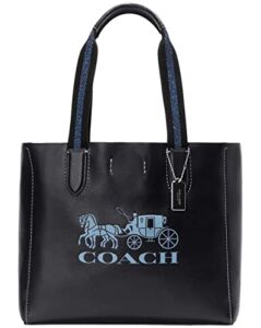 COACH DERBY TOTE IN PEBBLE LEATHER (SV/Midnight Navy Multi)