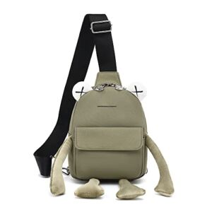 LOXOMU Frog Sling Bag for Women, Cute Nylon Chest Bag Small Cartoon Crossbody Bag, Girls Kawaii Shoulder Bag for Travel Outdoor Hiking (Green)
