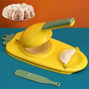 HAGUAN 2023 New 2 in 1 Dumpling Maker, Kitchen Dumpling Making Tool, Dumpling Skin Maker Moulds for Home Kitchen (Yellow)
