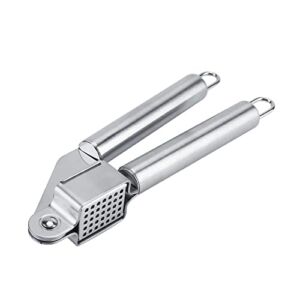 Garlic Press, Stainless Steel Garlic Presser with Handle Portable Crusher Mincer Chopper Kitchen Tool for Home/Kitchen/Outdoor