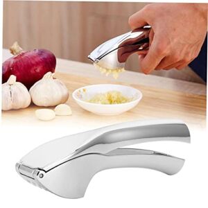 Garlic Press, Zinc Alloy Metallic Ginger Crusher Squeezer Home Kitchen Restaurant Mincer Tool Accessory, Easy to Clean