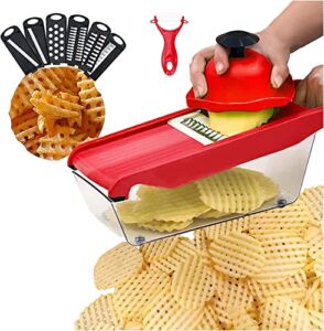 2023 Upgrade Potato Lattice Maker, Stainless Steel Wavy Chopper Potato French Fry Cutter Slicer Portable Kitchen and Home, Multi Tools Set