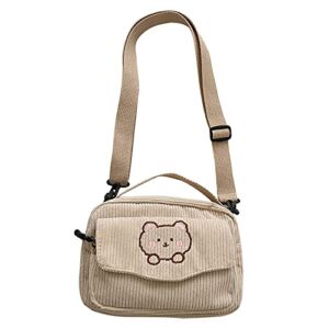 Kawaii Purse Cute Corduroy Crossbody Bag for Girls Women Kawaii Corduroy Purse Plush Shoulder Bag Fashion Canvas Bag