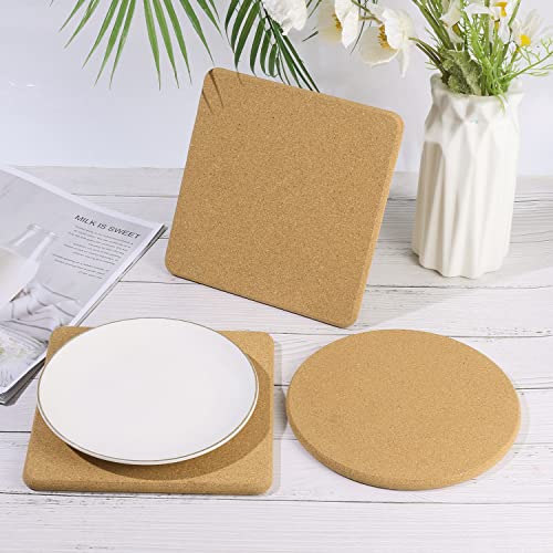 4pcs Cork Trivets for Hot Dishes, Round and Square 7.5″ x 0.4″ Heat Resistant Cork Coasters Mat Cork Pads for Hot Pots and Pans, Reusable Blank Drink Coaster for Placemats Kettles Plants Home Kitchen | The Storepaperoomates Retail Market - Fast Affordable Shopping