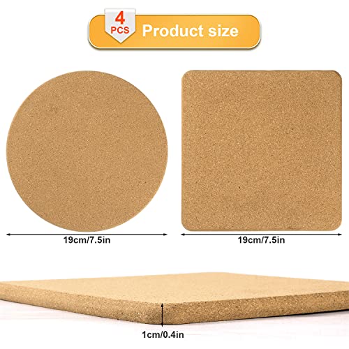 4pcs Cork Trivets for Hot Dishes, Round and Square 7.5″ x 0.4″ Heat Resistant Cork Coasters Mat Cork Pads for Hot Pots and Pans, Reusable Blank Drink Coaster for Placemats Kettles Plants Home Kitchen | The Storepaperoomates Retail Market - Fast Affordable Shopping