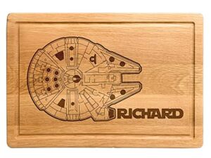 Millenium Falcon Cutting Board Christmas Gifts, Personalized Stars War Charcuterie – Serving Board, Customizable Cook Gift, Custom Engraved Wood Plate, Unique Design, USA Handcrafted Star Waars Board