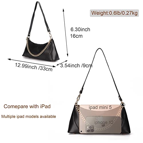 Small Shoulder Bags for Women Vegan Leather Crossbody Purses Ladies Trendy Shoulder Bag with Chain Strap Retro Hobo Purse Black | The Storepaperoomates Retail Market - Fast Affordable Shopping