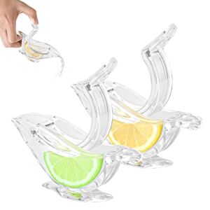2pcs Manual Lemon Slice Squeezer, Acrylic Bird Shaped Transparent Manual Lemon Juicer Portable Orange Lemon Squeezer Tools for Kitchen, Home Office Bar, Easily Press