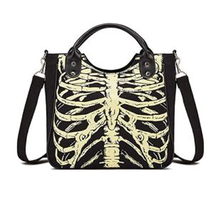Goth Purse Grunge Skeleton Messenger Bag Y2K Backpack Gothic Punk Shoulder Satchels Alt School Handbag (Black)