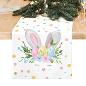 Easter Table Runner 72 Inches Long, Cute Easter Eggs Rabbits Easter Runners, Seasonal Spring Holiday Kitchen Dining Table Decorations for Home Party Decor